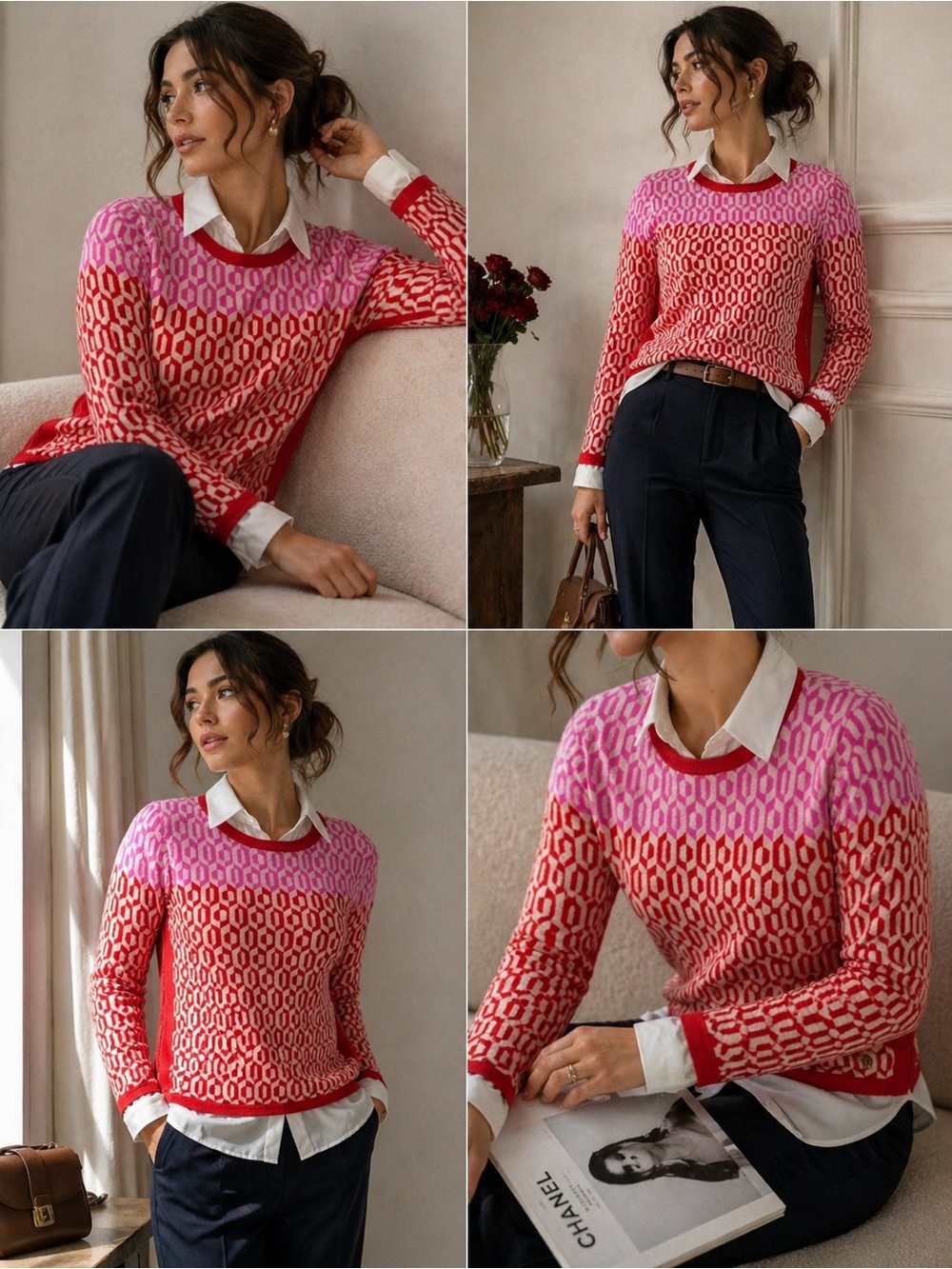 Juicy Couture hot pink red zipper sweater top S